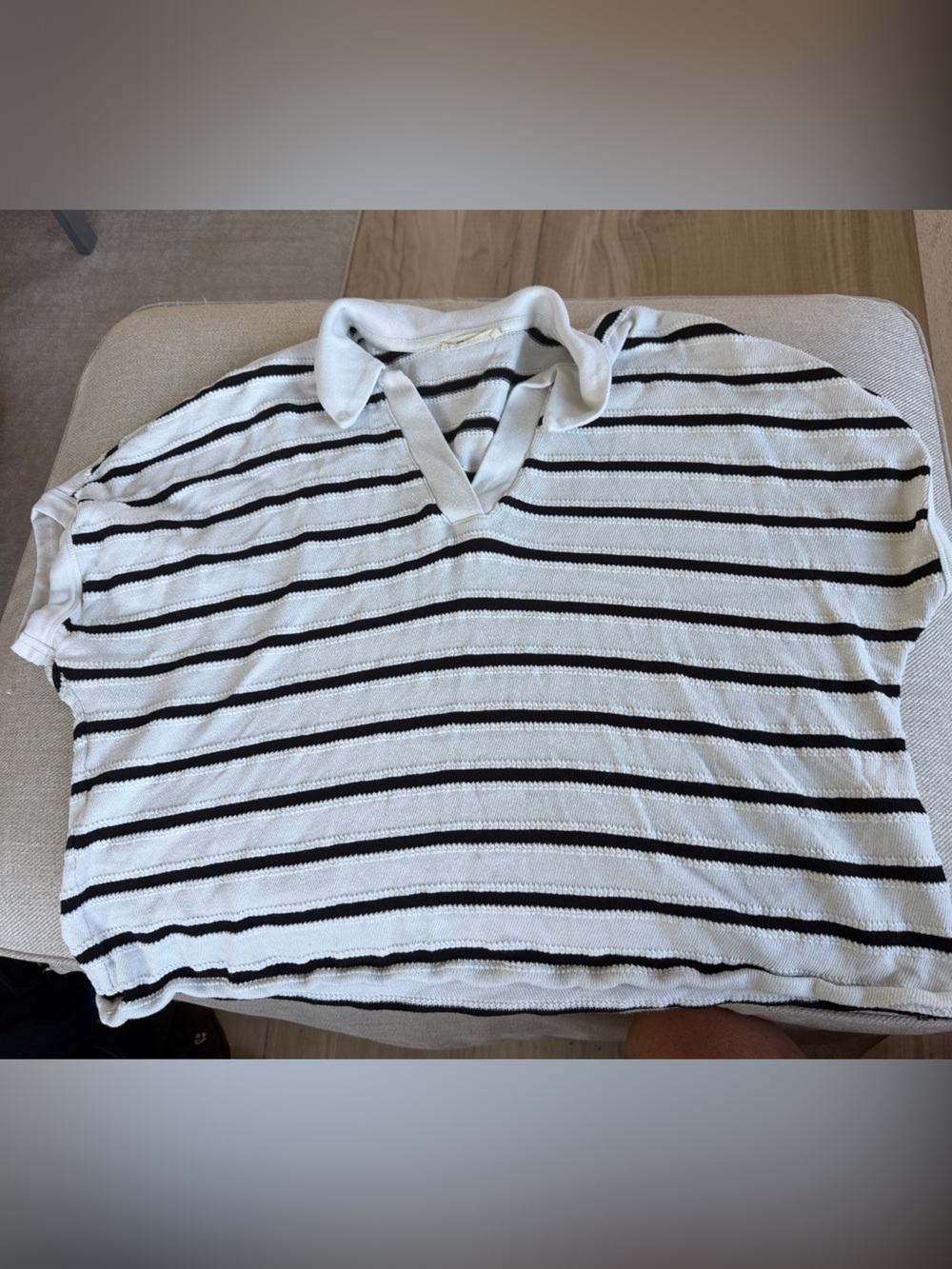Madewell White and Black Striped Knit Skirt